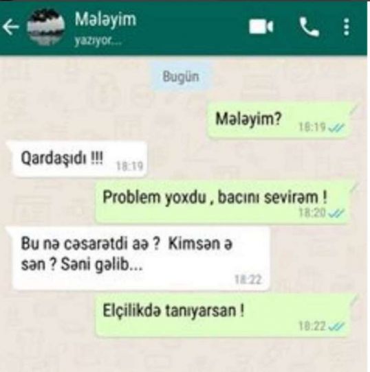 Sevgilisindən gələn mesajı QARDAŞI GÖRDÜ - Azərbaycanda "WhatsApp" yazışması/ FOTO
