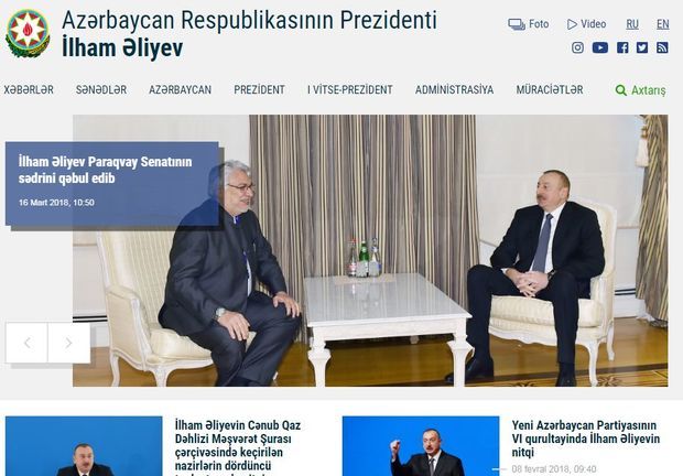Prezidentin rəsmi saytının dizaynı dəyişdirilib