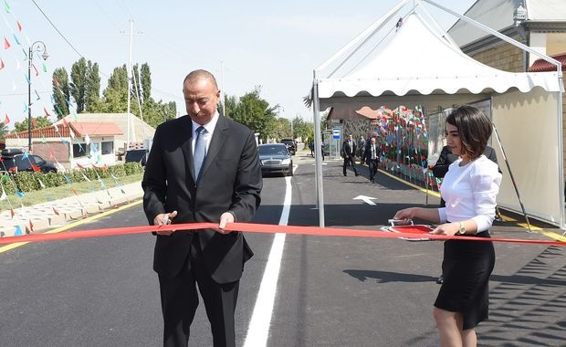 İlham Əliyev avtomobil yolunun açılışında