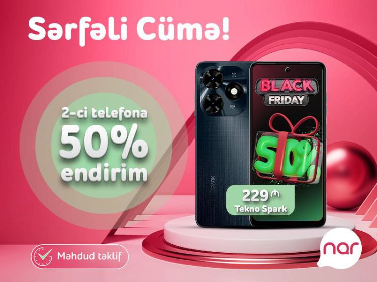 “Nar”dan “Sərfəli cümə” təklifi  – 50% endirimlə smartfon əldə et!